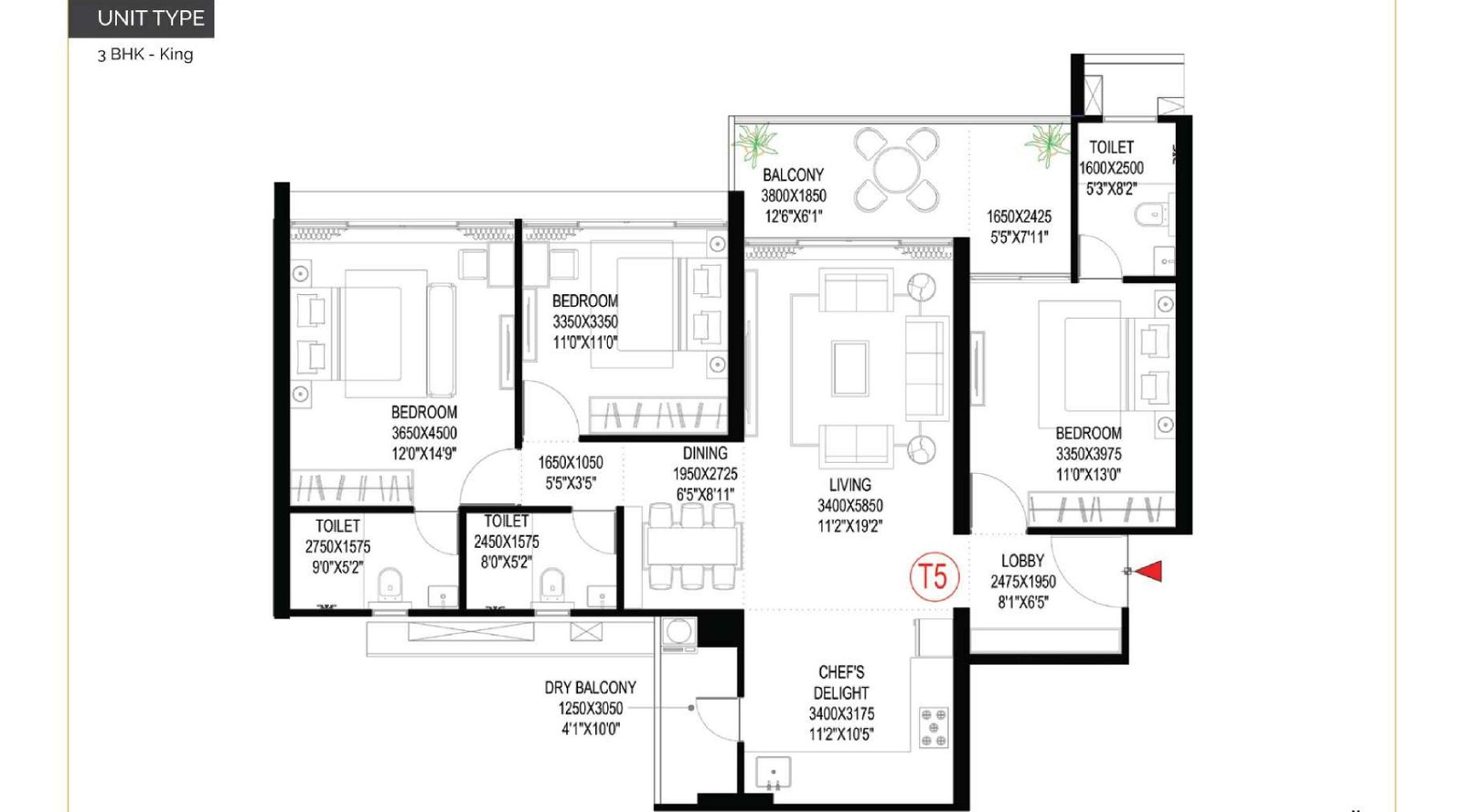 Ganga-Imperia-3 BHK-King